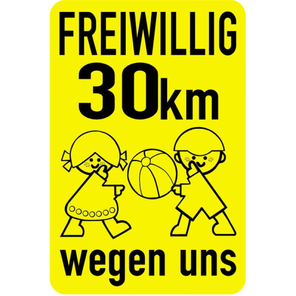 Stein HGS Sonderschild, FREIWILLIG 30 km wegen uns, 600 x 900 mm, 15730