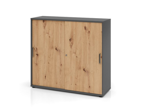 Hammerbacher Schiebetürschrank 3OH 120cm SG Graphit/Asteiche, V1753S/G/R/SG