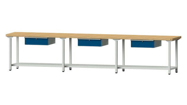 ANKE Werkbänke Arbeitstisch, Modell 103, 4050 x 700 x 850 mm, RAL 7035/5010, BMP 50 mm, 400.534