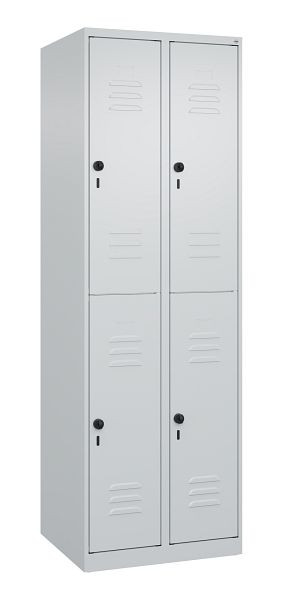 C+P Doppelstöckiger Spind Classic PLUS, 2 Abteile, 1850x600x500mm, 7035/7035, Drehriegel, 080300-20 S10008