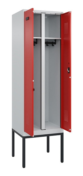 C+P Schwarz-Weiß-Spind Evolo PLUS, Gestell, 2 Abteile, 2120x600x500mm, 7035/3020, Zylinderschloss, 0490327-20 S10032