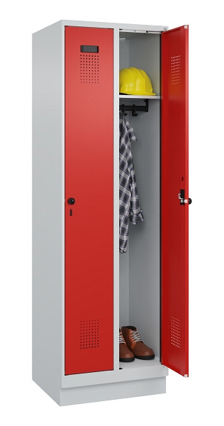 C+P Spind Evolo PLUS, mit Sockel, 2 Abteile, 1950x600x500mm, 7035/3020, Verschluss Drehriegel, Ablageböden 2, 049020-20 S10005