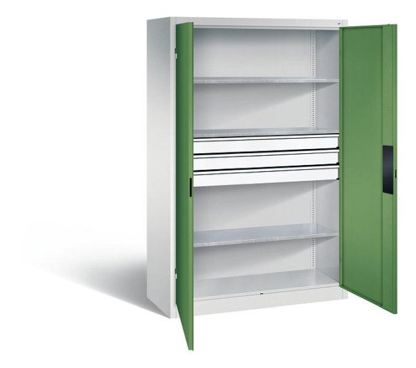 C+P Werkzeugschrank Acurado, H1950xB1200xT500mm, Farbe: Lichtgrau / Resedagrün, Muldengriff, 8931-5230 S10132