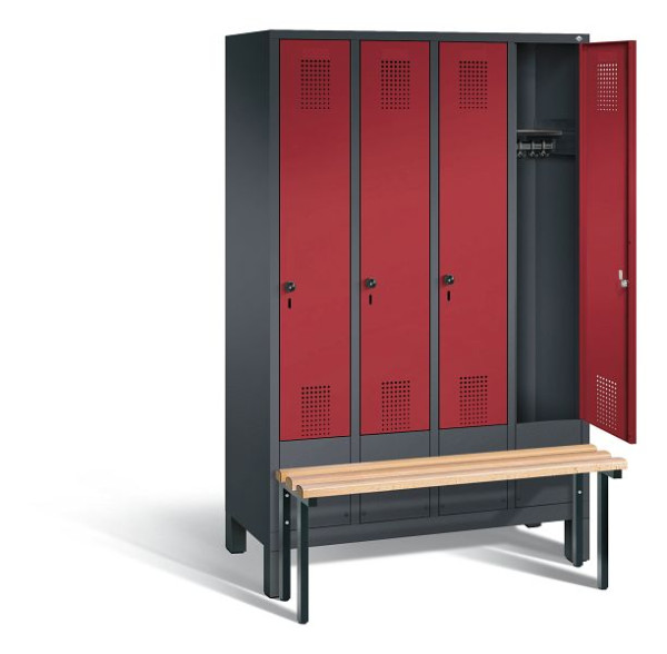 C+P Garderobenschrank Evolo, H1850xB1190xT815mm, Farbe: Schwarzgrau / Rubinrot, 48030-40 S10227