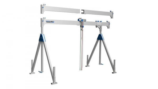 SCHILLING Alu-Portalkran, stationär, klappbar, teilbarer 4 m Träger, hoch, Traglast 1.000 kg, 1331040-4