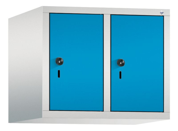 C+P Aufsatz-Garderobenschrank Evolo, 2 Abteile, H500xB610xT500 mm, Lichtgrau/Lichtblau, 48090-20 S10001