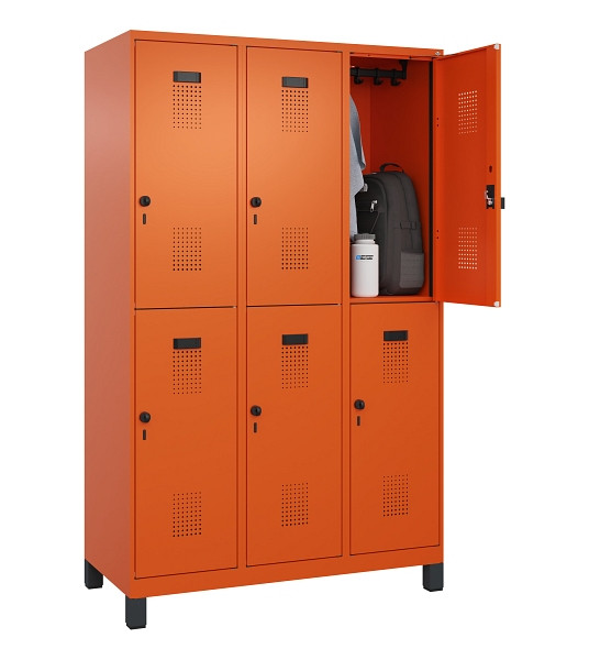 C+P Doppelstöckiger Spind Evolo PLUS, mit Füßen, 6 Fächer, 1950x1200x500mm, 200, Drehriegel, 049310-32 S10023