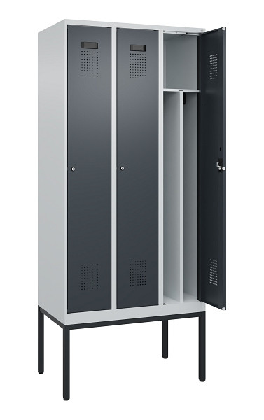 C+P Spind Evolo PLUS, Gestell, 3 Abteile, 2120x900x500mm, 7035/7016, Verschluss Zylinderschloss, 0490307-30F S10039