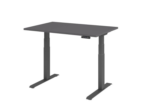 Hammerbacher Schreibtisch XDKB12, 120 x 80 cm, Platte: Graphit, 25 mm dick, ABS-Dickkante, Rechteckform, Graphit, VXDKB12/G/G