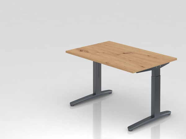 Hammerbacher Schreibtisch XB12, 120 x 80 cm, Platte: Asteiche, 25 mm dick, 2 mm ABS-Kante, Rechteckform, Graphit, VXB12/R/GG