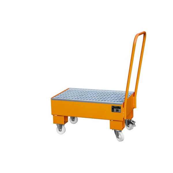 STEIN HGS Fahrbare Auffangwanne AW 60 SR, 3mm Stahlblech, für 60l-Fässer, RAL 2000 gelborange, lackiert, 2 x 60 Liter Fass, 79203.0001