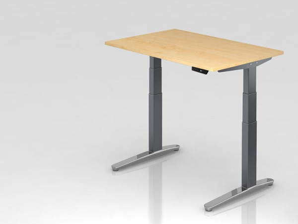 Hammerbacher Sitz-Steh-Schreibtisch elektrisch 120x80cm Ahorn/Graphit, poliert, Rechteckform, VXBHM12/3/GC