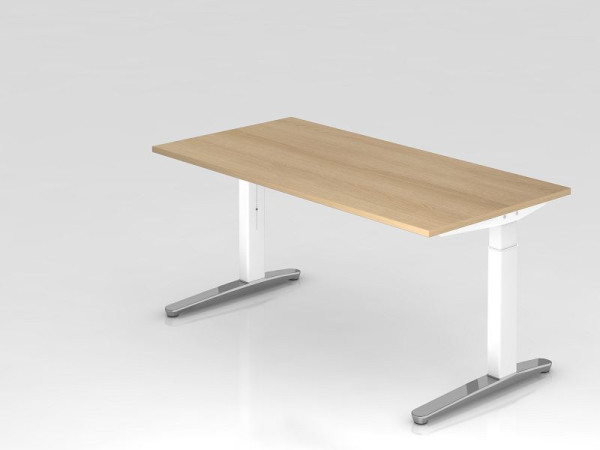 Hammerbacher Schreibtisch C-Fuß 160x80cm Eiche/Weiß, poliert, Rechteckform, VXB16/E/WC