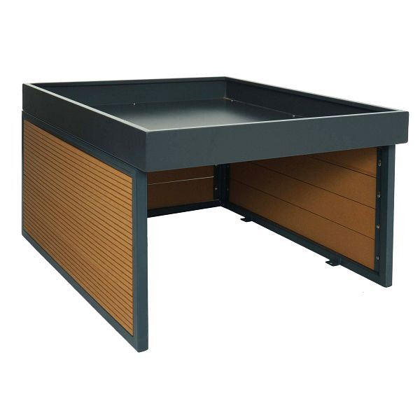Mendler Mähroboter-Garage mit Pflanzkasten HWC-L45, Dach Unterstand für Rasenmäher, WPC Metall 40x60x73cm, Eiche-Optik, 96652