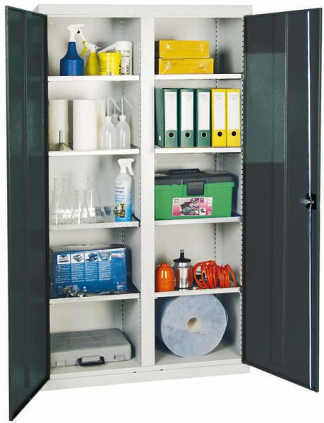 stumpf Werkzeug- und Materialschrank Serie 2000, 7035/7016, 8 Fachböden, Mitteltrennwand, 2004071