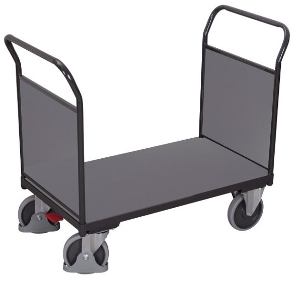 VARIOfit Doppel-Stirnwandwagen mit Holz, Ladefläche: 1.000 x 600 mm, RAL 7016 anthrazitgrau, sw-600.222/AG