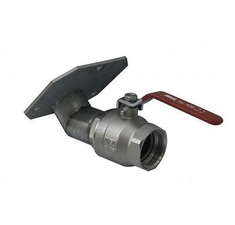 Cemo Ms-Auslaufhahn 3 mit Edelstahlflansch 45 Grad, 100 mm, 8180