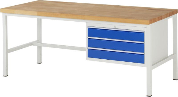 RAU Werkbank Serie 8000 - Modell 8227, B2000 x T900 x H840-1040 mm, Systemunterbau B1995 x T850 x H800-1000 mm, 03-8227A1-209B4H.11