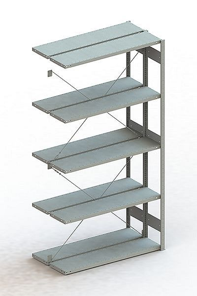 Meta S3 Steckregal CLIP 230 DAR 2500x1300x300 mm, RAL 7035, Bodenanzahl: 2 x 5, 200181852