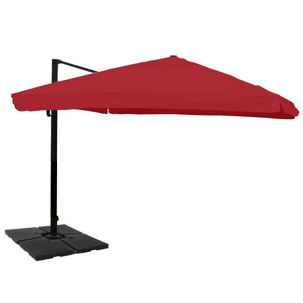 Mendler Gastronomie-Ampelschirm HWC-A96, 3,5x3,5m (Ø4,95m) Polyester/Alu 25kg, Flap, bordeaux mit Ständer, drehbar, 134322+35661+122472