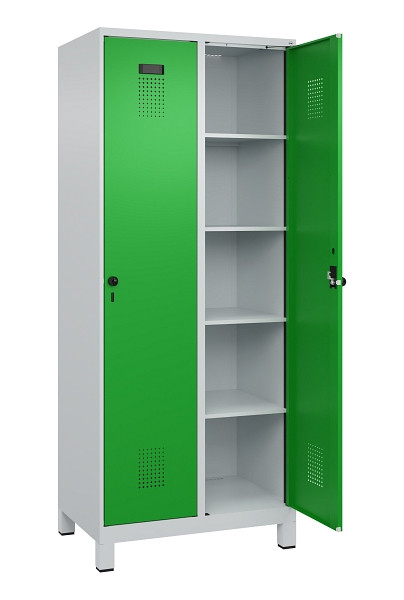 C+P Wäsche-Spind Evolo PLUS, mit Füßen, 2 Abteile, 1950x800x500mm, 7035/6037, Verschluss Drehriegel, Ablageböden 8, 049010-22B S10011