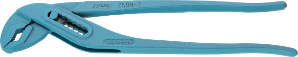 Hazet Universal-Zange, Wasserpumpenzange, Kopf und Gelenk blank geschliffen, Durchgestecktes Gelenk, Oberfläche: blau lackiert, DIN ISO 8976, 759N-2