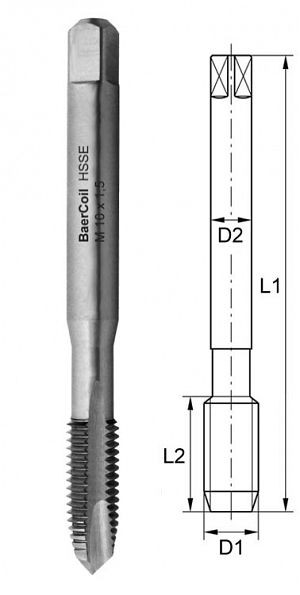 BaerCoil Maschinengewindebohrer M 16 x 2,0 - ECO für Durchgangslöcher, B3533