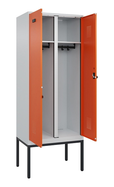 C+P Schwarz-Weiß-Spind Evolo PLUS, Gestell, 2 Abteile, 2120x800x500mm, 7035/2004, Drehriegel, 0490327-22 S10002