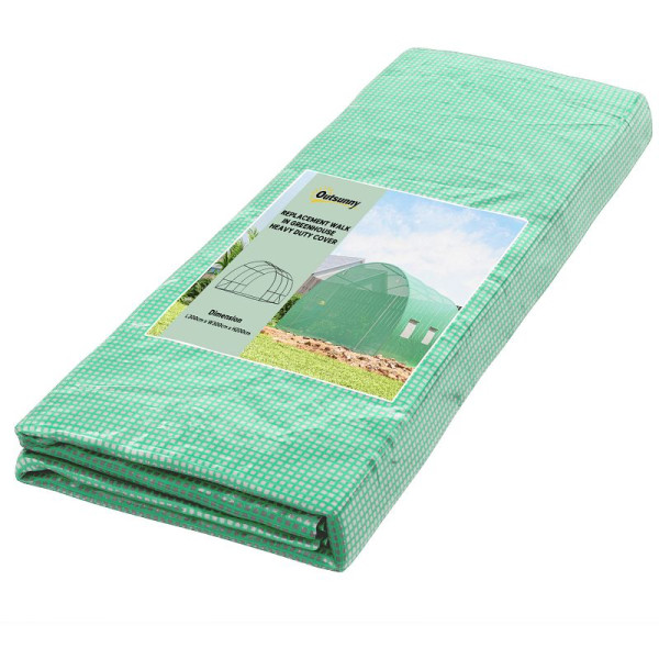 Outsunny Ersatzfolie für 3x3x2 m Gewächshaus, robust, reißfest, 6 Fenster, Tür, Grün, 845-382V01