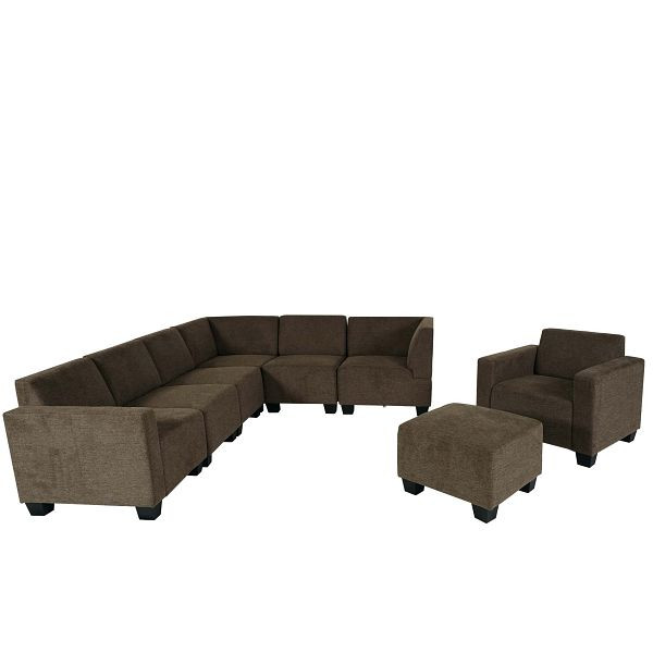Mendler Modular Sofa-System Couch-Garnitur Lyon 6-1-1, Stoff/Textil, braun, 82319
