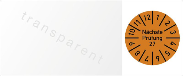 Moedel Kabelprüfplakette Nächste Prüfung 2027, Folie, 60x25 mm, VE: 10 Stück/Bogen, 106441