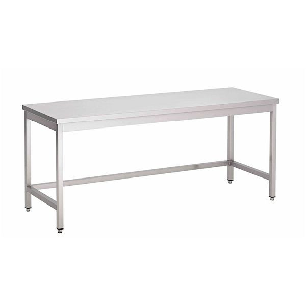 Gastro-Inox Edelstahl AISI 430 Arbeitstisch ohne Grundboden, 900x700x850mm, verstärkt mit 18 mm dicker, beschichteter Spanplatte, 301.133