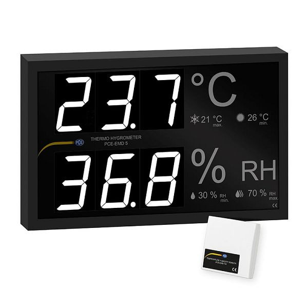 PCE Instruments Temperatur- und Feuchtigkeitsanzeige, Messbereiche: 0,0 bis 50,0 °C, PCE-EMD 5