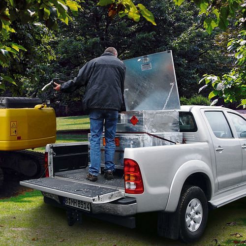 DENIOS Mobile Dieseltankstelle MTA 450 aus Stahl, 12 V Pumpe, 450 Liter Volumen, 210035