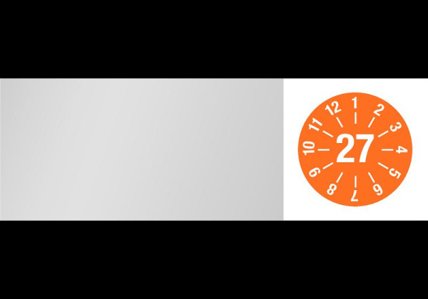 DENIOS Kabelprüfplakette "27", orange, Folie, 60 x 20 mm, VE: 80 Stück, 290114