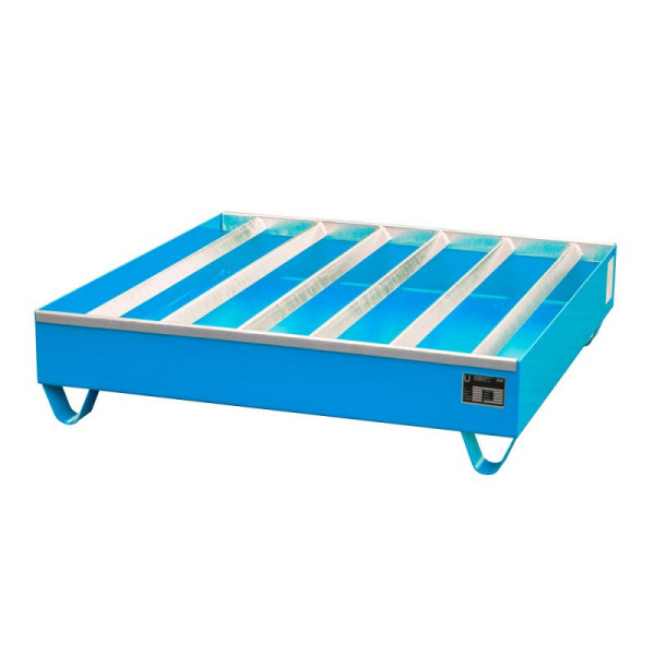 STEIN HGS Profilwanne PW, 3mm Stahlblech, für 200l-Fässer, 230 Liter, RAL 5012 lichtblau, Gesamthöhe 285 mm, lackiert, 4 x 200 Liter Fass, 79215.0009