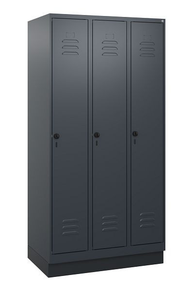 C+P Umkleidespind Classic PLUS, Sockel, 3 Abteile, 1800x900x500mm, 7016/7016, Drehriegel, 0800207-30 S10012
