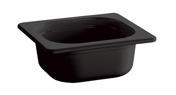 APS GN 1/6 Behälter -ECO LINE-, 17,6 x 16,2 cm, Tiefe: 65 mm, Melamin, schwarz, 0,8 Liter, 83748