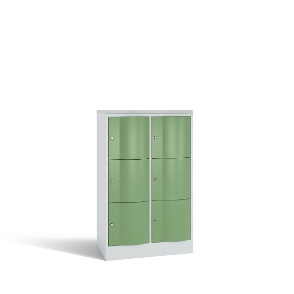 C+P Schließfachschrank Resisto,6 Fächer,H1255xB772xT540mm,Grau/Resedagrün/DBSHellgrau, 8573-272 S10242