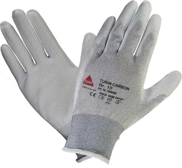 Hase Safety TURIN CARBON Antistatic Nylon/Carbon-Strickhandschuh mit, Größe: 7, VE: 10 Paar, 508230-7