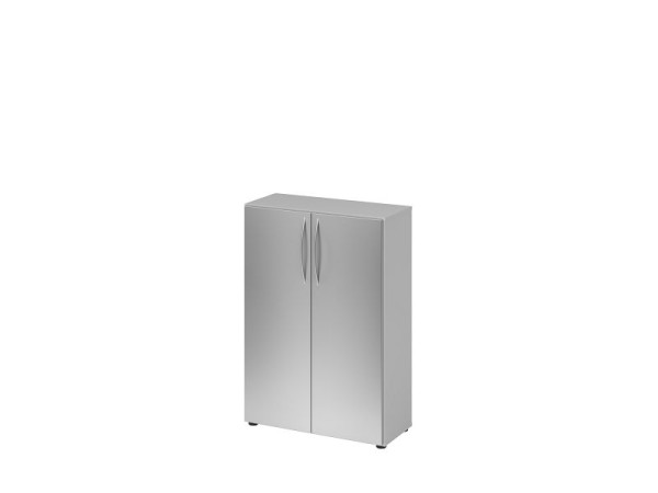 Hammerbacher Schrank 4550 BM, 3 OH, Farbe Korpus: Grau / Farbe Front: Silber, 80 x 34,6 x 114,4 cm (BxTxH), Bogengriff BM, V4550/5/S/BM