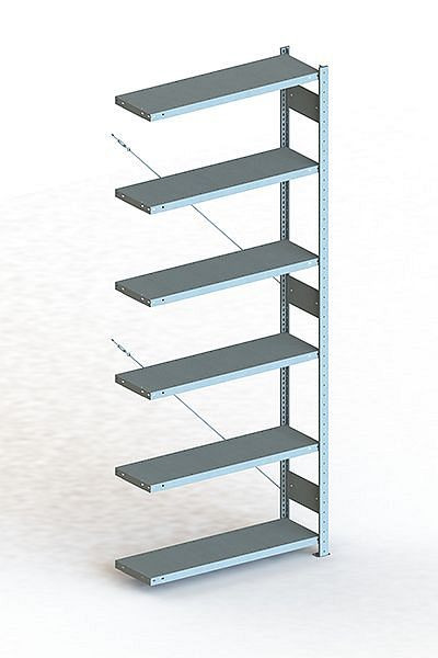 Meta S3 Steckregal CLIP 230 AR 2500x1000x300 mm, RAL 7035, Bodenanzahl: 6, 20088836
