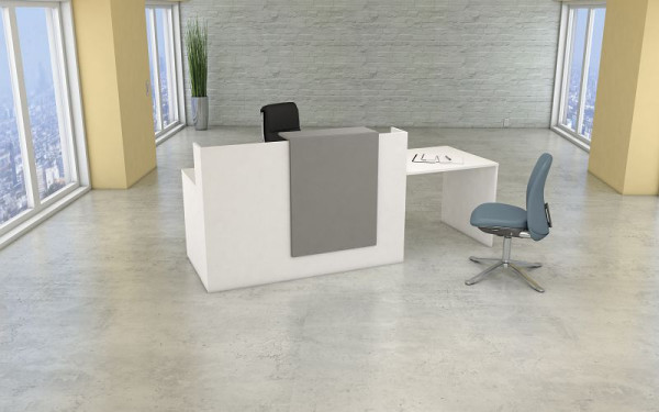 Kerkmann Theke mit Beratungsplatz Sydney, B 2500 x T 840 H 1100 mm, Weiß, 20353410