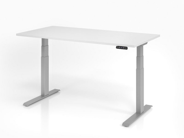 Hammerbacher Schreibtisch XDKB16, 160 x 80 cm, Platte: Weiß, 25 mm dick, ABS-Dickkante, Rechteckform, VXDKB16/W/S