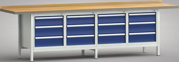 KLW Profi-Werkbank - 3000 x 700 x 905 mm L x T x H (ERGO-Version), je Arbeitsplatz links & rechts 150EA/2x175EA, WP427E-3000M45-E1661