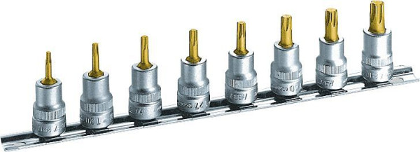 Hazet Steckschlüsseleinsatz Satz, Vierkant hohl 10 mm (3/8 Zoll), Innen TORX® Profil, T15 - T50, Anzahl Werkzeuge: 8, 8802T/8H