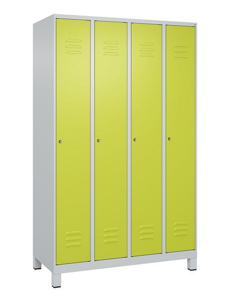C+P Umkleidespind Classic PLUS, Füße, 4 Abteile, 1950x1200x500mm, 7035/0024, Zylinderschlösser, 080010-40 S10025