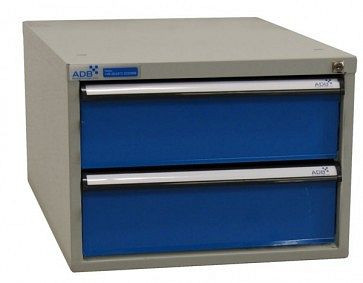 ADB Schubladenbox mit zwei Schubladen, Außenmaße des Korpus: HxBxT: 400mm x 535mm x 700mm, Korpus lichtblau, 52542