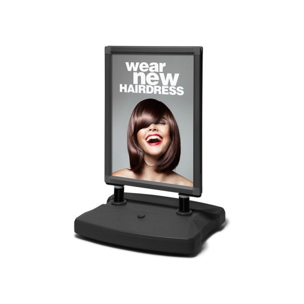 Showdown Displays Windtalker City (Schwarz), Kundenstopper 50x70 wetterfest (mit wetterfester Postertasche), WTR50x70WRBLK