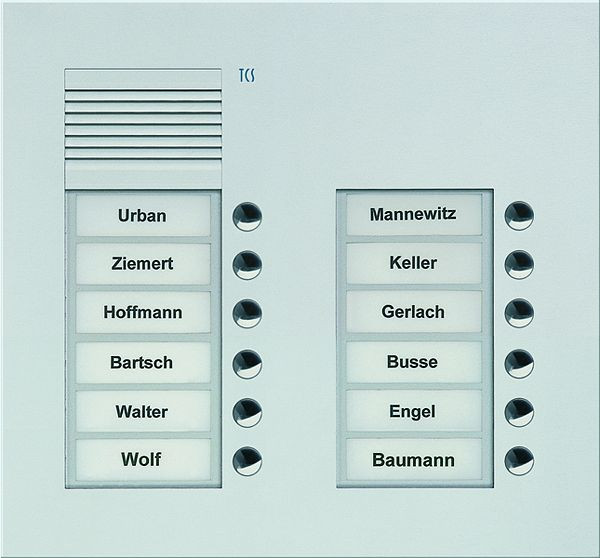 TCS Audio Außenstation Serie PUK 12 Klingeltasten (rechtsbündig), 2-spaltig, UP silber, PUK12/2-EN